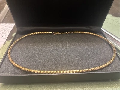 Collar de cadena Omega de celosía redonda de oro macizo de 14k 16,5 pulgadas 5,5 gramos amarillo Foto 1 de 4