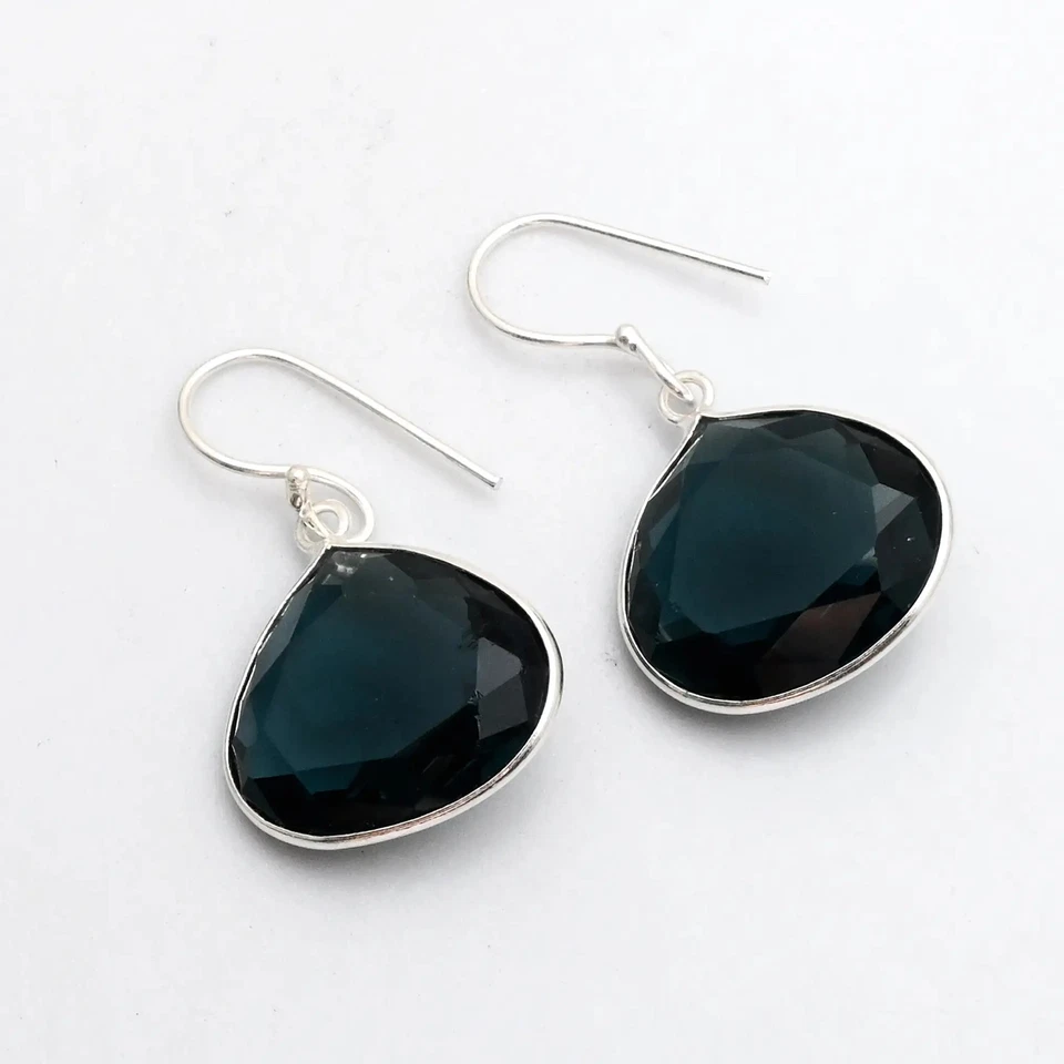 Brincos pendurados de gota feitos à mão de pedra preciosa de tanzanita joias femininas 1,8" AE-97926 - Imagem 1 de 1