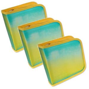 Setof3 Lenticular CD Case Wallet Turquoise Yellow Green #CD24-R-002-S3#