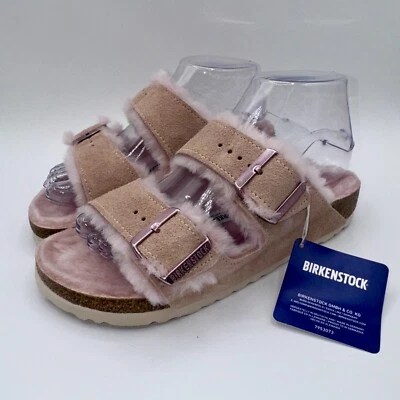 Birkenstock Arizona Shearling Sandals Women’s Size 6 EU 37 Rose Suede - Image 1 of 4