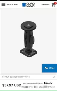 QUAD LOCK ARM DUAL PIVOT MEDIUM, Magnetic Head W/ Flat Rectangle 4 Hole - Picture 1 of 8