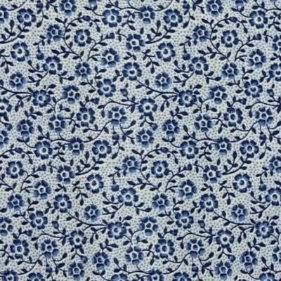 Por 1/2 fuera de uso ~ 2007 yarda pequeñas flores azules delicadas por todas partes tela de algodón Cranston Foto 1 de 4