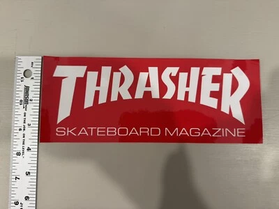 Pegatina de monopatín con logotipo clásico de revista Thrasher tamaño completo vintage de los años 80 Foto 1 de 3