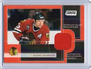 ALEXEI ZHAMNOV Blackhawks 2001/02 Topps Stadium Club Souvenirs Game-Worn Jersey