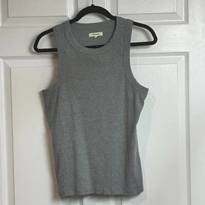 Madewell Ribbed Racerback Sleeveless Tank Top Gray Womens Size L - Picture 1 of 6