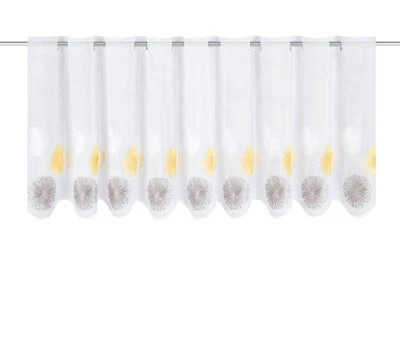 Cafehaus mit Ösen Panneaux Scheibengardine Rawlins gelb grau HxB 45x140cm Kreise - Bild 1 von 3