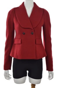 NEW Cartonnier Womens Jacket Size 0 Red Long Sleeve Wool Double Breasted Blazer - Picture 1 of 5