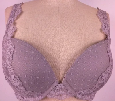 Victoria's Secret Gray Lace Dream Angels Push Up Underwired Bra Size 34 D. (13) - Image 1 of 4