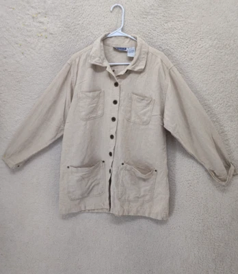 Erika Co женщин рубашка маленький желтовато-коричневый льняной смеси длинным рукавом большого размера туника рубашка - Изображение 1 из 4