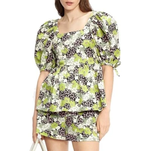 NWT!! TED BAKER LONDON Iidona Baby Doll Floral Puff Sleeve Top Blouse XXL - Picture 1 of 15