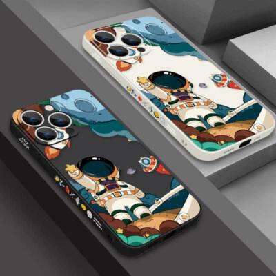 For iPhone 17 16 Pro Max 15 14 13 12 11 ShockProof Astronaut Silicone Case Cover - Image 1 of 4