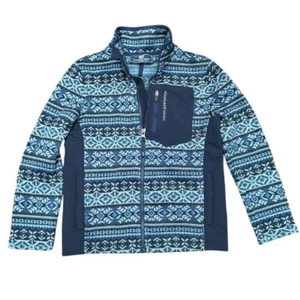 Vineyard Vines Kids Fleece Baselayer Printed Fair Isle Full Zip Sweater Blue 7 - Picture 1 of 9