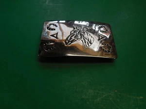 Vintage Silver Western Belt Buckle, 1 1/2" belt, USA, marked Chambers - Picture 1 of 2