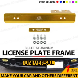 Universal Gold Aluminum Front License Plate Frame Relocate Mounting Bracket Bar - Picture 1 of 8