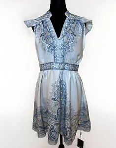 NWT Burryco Dress Sz 8 Fit And Flare Blue Floral Boho Party Dainty Coquette New - Picture 1 of 10