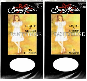 2 x Pairs Size 7-10 FLOWER GIRL PANTYHOSE TIGHTS STOCKING WHITE BALLET DANCE NEW - Picture 1 of 4