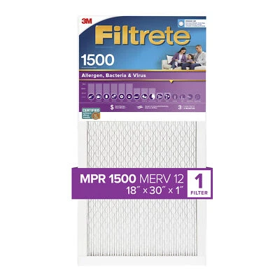 Filtrete High Performance Air Filter 1500 MPR 2028DC-4, 18 in x 30 in x 1 in - Image 1 of 4