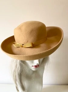 MARIDA 100% WOOL CAMEL TURNED UP BRIM HAT SIZE REGULAR - Picture 1 of 5