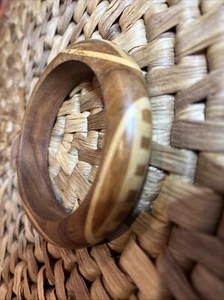 Bracelet Bangle Vintage Jewelry Wooden Pre-Owned Two Tone - Picture 1 of 11