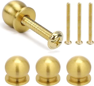 4 Pcs 1/2 Inch Round Solid Brass Cabinet Knobs - Gold Pulls for Jewelry Boxes & - Picture 1 of 7