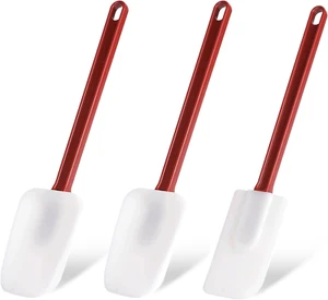Silicone Rubber Spatula Set of 3, High Heat, Commercial (2 Spoonula + 1 Scraper, - Picture 1 of 7