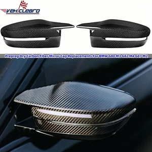 Prepreg Dry Carbon Fiber Mirror Cap Replacements For BMW G80 M3 G82 M4 G87 M2 - Picture 1 of 10