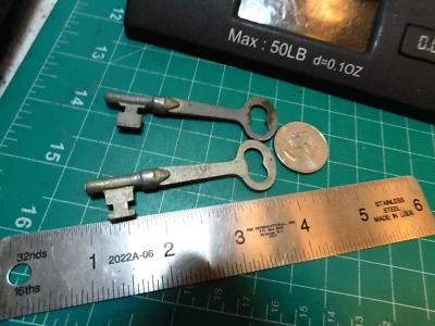 2- Vintage/Antique Steel Skeleton Door Keys #5, & unmarked - Image 1 of 4