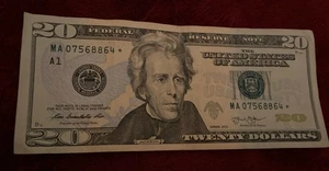 2013 $20 Twenty Dollar Bill * Star Note MA 07568864*. Circulated - Picture 1 of 7