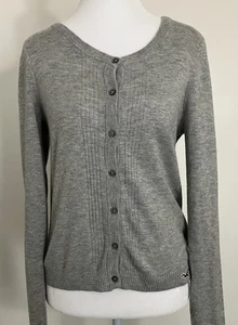 Cárdigan Suéter Hollister Botón De Colección Para Mujer Gris Mediano Y2K Preppy Clásico - Imagen 1 de 5