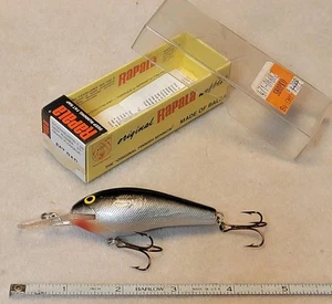 Rapala Fat Rap #7 Finland Black Silver Foil Crankbait Angelköderbox Vintage  - Bild 1 von 7