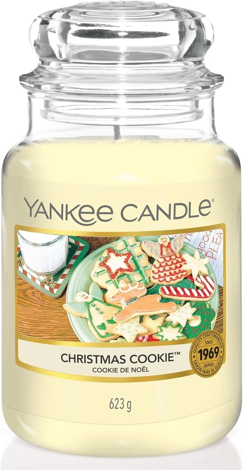 Yankee Candle Cookie Noël - Bougie Parfumée 150h - Cadeau Femme - Jarre 623g - Photo 1/4