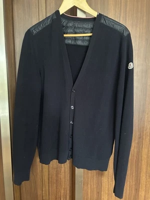 Moncler Men’s Knit Navy Cardigan With down, Navy, Size L - Image 1 of 4