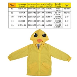 Summer Baby Boy Girl Duck Waterproof Cartoon Hoodie Zipper Coat Outfit(120)▪ - Picture 1 of 10