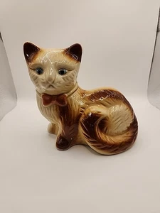 Vintage Katzenfigur blauäugiges Kätzchen Katze 5,5"×6" Brasilien Sammlerstück Katze D4 - Bild 1 von 6