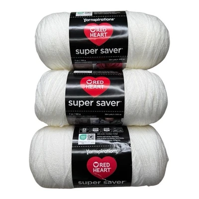 Hilo Red Heart Super Saver BLANCO SUAVE paquete de 3 madeja acrílica de 7 oz nuevo Foto 1 de 3