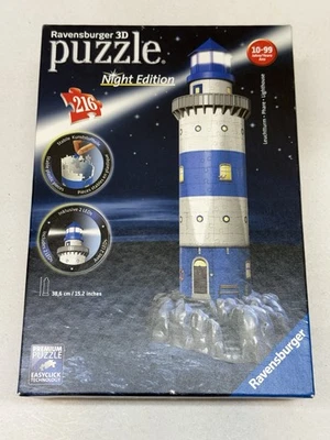 Ravensburger 3D LIGHTHOUSE Night Edition Puzzle No 125777 216 piece LED COMPLETE - Image 1 of 4