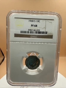 1968-S Roosevelt Dime NGC Graded PF68 Standard Brown Label - Picture 1 of 5