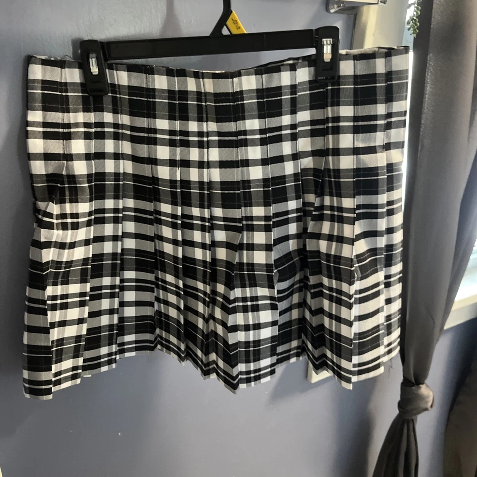Plaid Pleated Mini Skirt Black/Gray, Punk/Goth, Size Xl - Image 1 of 4