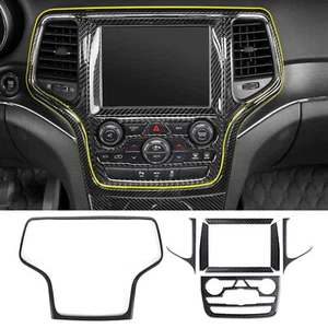 Dashboard GPS Navigation Cover Trim For Jeep Grand Cherokee 2014-2021 Carbon 8PC - Picture 1 of 12