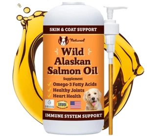 Wild-Caught Salmon Oil for Dogs (16oz) with Pump, Omega 3 Fish Oil Supplement - Picture 1 of 5