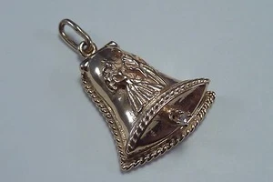 14K Gelbgold Hochzeitsglocke Medaillon Medaillon mit Diamant - Bild 1 von 9