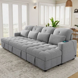 110.2" Oversized U-shaped Sofa Versatile Sectional Sofa Pull-out Sofa Bed with D - Picture 1 of 12