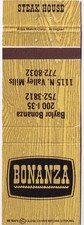 Matchbook Cover Bonanza Steak House Baylor College Waylor Texas