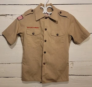 Boy Scout Shirt Youth M Beige Button Up Uniform Official - Picture 1 of 7