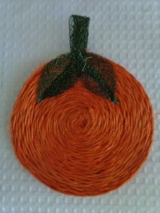 6 Orange Apple Peach Tweed coasters vintage 4" Barware  - Picture 1 of 3