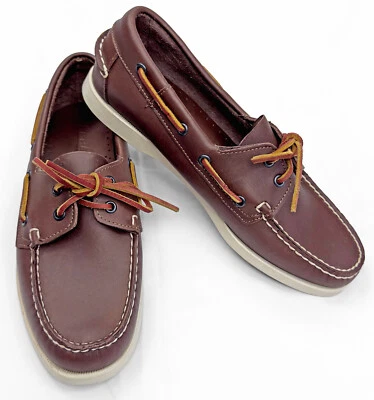 Zapato de barco SEBAGO Portland Docksides marrón superior cuero grano completo para mujer 10,5R Foto 1 de 2