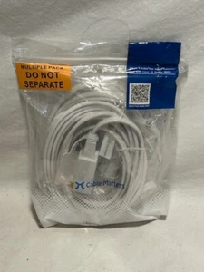 Paquete de 2 cables de extensión interiores planos blancos de 10 pies y 3 salidas - NUEVO - ENVÍO RÁPIDO - Imagen 1 de 1