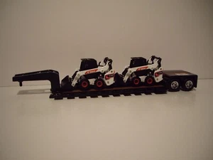 ERTL 1/64 BLACK TANDEM AXLE LOWBOY AND 2 S76 BOBCAT LOAD SAME SCALE AS DCP - Picture 1 of 10