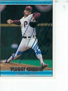 TOMMY GREENE SIGNED 1992 DONRUSS #109 - PHILADELPHIA PHILLIES