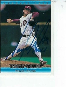 TOMMY GREENE SIGNED 1992 DONRUSS #109 - PHILADELPHIA PHILLIES - Picture 1 of 1
